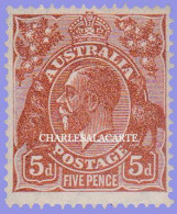 AUSTRALIA 1932  GEORGE V HEAD  5d. ORANGE-BROWN  U.M.  S.G. 130 - Ungebraucht