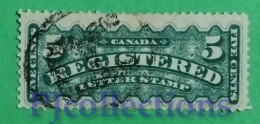 S249- CANADA 1875 POSTA RACCOMANDATA - REGISTERED MAIL 5c USATO - USED - Aangetekend