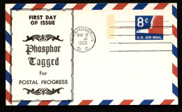 UXC9 Tagged Air Mail Postal Card FDC 1969 - 1961-80