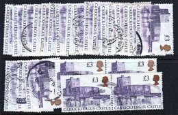 A0021 GREAT BRITAIN, Small Lot Of 25 Carrickfergus Castle £3 Stamps, Used - Sonstige & Ohne Zuordnung