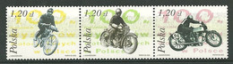 POLAND MNH ** 3824-3826 Courses De Motos En Pologne, Motocyclette, Moto Anglaise , Motocycliste - Nuovi