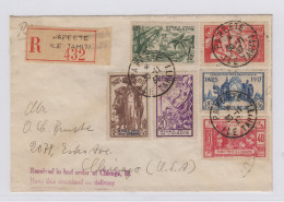 COLONIE FRANCESI 1937 OCEANIA EXPO DI PARIGI 6 VALORI SU BUSTA VIAGGIATA - Storia Postale