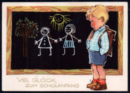 G4960 - Glückwunschkarte Schulanfang - Kinder - Planet Verlag DDR Grafik - Primo Giorno Di Scuola