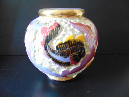 Vase Boule Monaco " Poissons Et Algues " Multicolores ( 18 X 18 Cm, Poids 1310 Gr ) - Vases