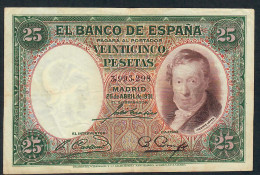 SPAIN P81 25 PESETAS 1931 #3.993...  VF - 25 Pesetas