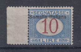 COLONIE SOMALIA 1909 SEGNATASSE 10 LIRE N.22 G.I MNH** BORDO FOGLIO - Somalia