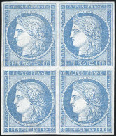 (*) 6 - Essai Du 1F. En Bleu S/papier Mince. Bloc De 4. SUP. - 1849-1850 Cérès