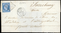 Obl. 14Ac - 20c. Bleu S/lilas Obl. S/lettre Frappée Du CàD De MONTPELLIER Du 21 Février 1859 à Destination De SARREBOURG - 1853-1860 Napoléon III