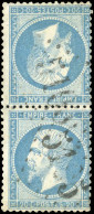 Obl. 22b - 20c. Bleu. Paire Verticale Tête-Bêche. Obl. GC 5105. TB. - 1862 Napoléon III