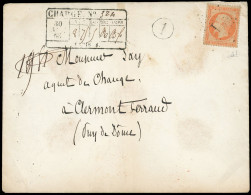 Obl. 23 - 40c. Orange Obl. étoile De Paris 1 S/lettre Chargée Frappée Du Cachet Cercle ''1'' à Destination De CLERMONT-F - 1862 Napoléon III