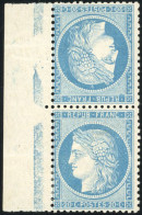 * 37c - 20c. Bleu. Paire Tête-Bêche Verticale. Bord De Feuille. Très Belle Pièce . R. - 1870 Siège De Paris