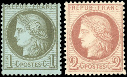 ** 50 + 51 -  1c. Vert-olive Décentré + 2c. Rouge-brun. TB. - 1871-1875 Ceres