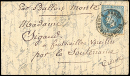 Obl. 29 - LE VAUBAN. 20c. Lauré Obl. S/lettre Frappée Du CàD De PARIS - R. CARDINAL LEMOINE Du 24 Octobre 1870 à Destina - Guerre De 1870