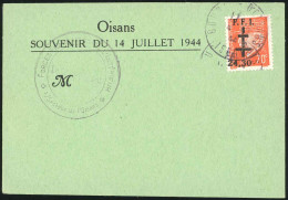 Obl. BOURG D'OISANS. 50c. Mercure Et 70c. Pétain Obl. S/carte Souvenir. Cote Mayer. TB. - Liberation