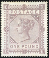 * SG#132PL1 - £1 Brown Lilac. Pl.1 (Blued Paper). An Exeptionnally Fine Unused O.g. Example Lettered DE. With Only Four  - Autres & Non Classés
