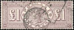 Obl. SG#186 - 1£. Brown-lilac. Letter CH/HL. Crease. F. - Autres & Non Classés