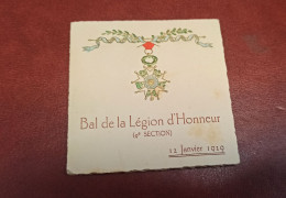 BAL DE LA LEGION D'HONNEUR 9° Sectiuon Du 12 Janvier 1929 - Programme De Danses - VIEUX PAPIERS - Other & Unclassified