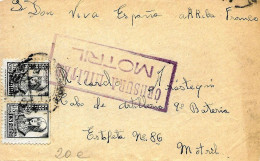 Motril (Granada) 1938 Censura Sobre Frontal. Devant Du Lettre - Nationalists Censor Marks