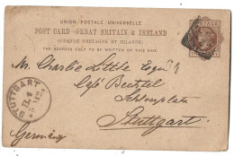 Entier Postaux Irlande Obliteration Stuttgart 1890 - Ganzsachen