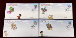 China 2023 Folk Handicraft-Kite 4v FDC - Brieven En Documenten