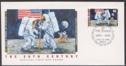 American Astronauts Neil Armstrong & Edwin Aldrin Are First Men On Moon, Footprint, Flag, Space, Astronomy, Marshall FDC - Océanie