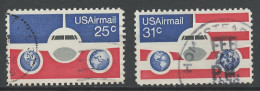 Etats Unis - Vereinigte Staaten - USA Poste Aérienne 1976 Y&T N°PA83 à 84 - Michel N°F1200 à 1201 (o) - Avions Stylisés - 3a. 1961-… Afgestempeld