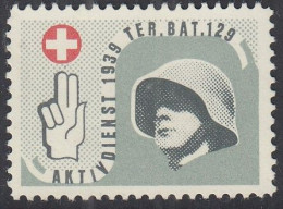 SCHWEIZ Soldatenmarke: TER. BAT. 129, Aktivdienst 1939, Ungebraucht - Vignetten