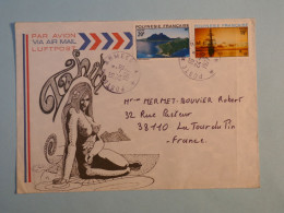 DB15 POLYNESIE BELLE LETTRE POSTES DES ARMEES  RR 1977 LA TOUR DU PIN  FRANCE+20F  + DESSIN NU +AFF. PLAISANT+++ - Lettres & Documents