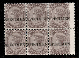 Oltremare - Australia - Tasmania - 1878 - Specimen - 8 Pence (32) - Blocco Di 6 - Pieghe Verticali Sulla Coppia Bordo Fo - Other & Unclassified