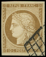 EMISSION DE 1849 - 1a   10c. Bistre-brun, Obl. GRILLE, Effigie Dégagée, TTB - 1849-1850 Cérès