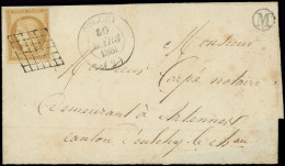 Let EMISSION DE 1849 - 1    10c. Bistre-jaune, Obl. GRILLE S. LSC, Càd T14 OULCHY 30/3/51 Et Boite M, TTB - 1849-1876: Periodo Clásico