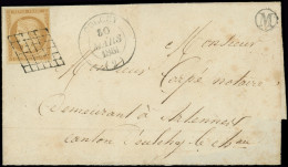 Let EMISSION DE 1849 - 1    10c. Bistre-jaune, Obl. GRILLE S. LSC, Càd T14 OULCHY 30/3/51 Et Boite M, TTB - 1849-1876: Klassieke Periode