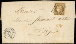 Let EMISSION DE 1849 - 1a   10c. Bistre-brun, Petit Bdf, Obl. GRILLE S. LAC, Càd T15 MIREBEAU-S-BEZE 29/11/51, Superbe - 1849-1876: Klassieke Periode