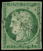 EMISSION DE 1849 - 2    15c. Vert, Au Filet Dans Un Angle, Obl. PC 1503, Frappe Légère, B/TB - 1849-1850 Cérès