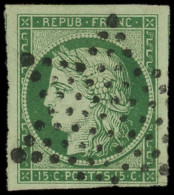 EMISSION DE 1849 - 2b   15c. Vert FONCE, Obl. ETOILE, Marges énormes, Superbe - 1849-1850 Cérès