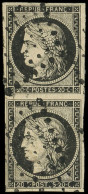 EMISSION DE 1849 - 3    20c. Noir Sur Jaune, PAIRE Obl. Losange De POINTS, TB - 1849-1850 Ceres