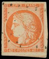 EMISSION DE 1849 - 5    40c. Orange, Obl. ROULETTE De GROS POINTS, Frappe Légère, TTB - 1849-1850 Ceres