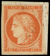EMISSION DE 1849 - 5    40c. Orange, Obl. ROUGE Sur Petit Fragt, TB. C - 1849-1850 Ceres