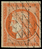 EMISSION DE 1849 - 5b   40c. Orange Foncé, Obl. GRILLE SANS FIN, TB/TTB - 1849-1850 Ceres