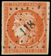 EMISSION DE 1849 - 5e   40c. Vermillon, Nuance Foncée, Obl. PC 118, TB. Br, Cote Et N° Spink - 1849-1850 Ceres