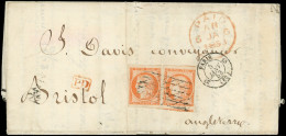 Let EMISSION DE 1849 - 5l    40c. Orange Pâle, PAIRE Quasiment Coupée, 1 T. Touché, Obl. GRILLE SANS FIN S. LAC, Càd 2e  - 1849-1876: Periodo Clásico