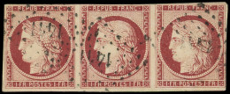 EMISSION DE 1849 - 6     1f. Carmin, BANDE De 3 Au Filet En Haut, Obl. PC 1411, B/TB. C - 1849-1850 Ceres