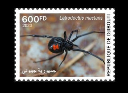 DJIBOUTI 2023 STAMP 1V - POISONOUS TOXIC VENOMOUS SPECIES - BLACK WIDOW VEUVE NOIRE ARAIGNEES SPIDER SPIDERS - MNH - Ragni