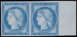 (*) ESSAIS -  1858 : Cérès, Essai En Bleu, Faciale 00, En Paire Avec Chiffre 10 Au Verso Pour Timbre De Grèce, TB - Andere & Zonder Classificatie