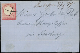 Let ALSACE-LORRAINE - Affranchissements Avec Timbres D'Allemagne 1g. Rouge D'Allemagne Obl. Plume S. LAC De BOULAY 8/8/7 - Lettres & Documents