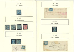 OBLITERATIONS PAR DEPARTEMENTS - 1/AIN Collection De 21 Unités, Une Paire, Un Fragt Et 15 Lettres, Obl. GC Divers, Dans - 1849-1876: Klassik