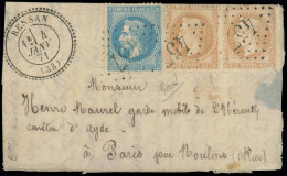 Let Boules De Moulins -  N°29B Et 31 PAIRE (couleur Délavée Et Défse) Obl. GC 457 S. LAC, Càd T24 BESSAN 4/1/71 Pour Par - Guerre De 1870