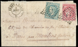 Let Boules De Moulins -  N°29B Et 49 Effl. Obl. Amb. BP S. LAC, Càd BREST A PARIS D 3/1/71, Pour Paris Par Moulins, Obli - War 1870