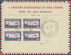 Let POSTE AERIENNE - 6c  1f.50 Outremer, E.I.P.A. 30, BLOC De 4 Obl. 22/11/30 S. Env. De L'Expo, TB. C - 1927-1959 Storia Postale