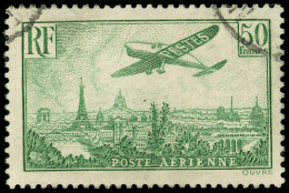 POSTE AERIENNE - 14  50f. Vert-jaune, Obl. En Coin, TB - 1927-1959 Usati